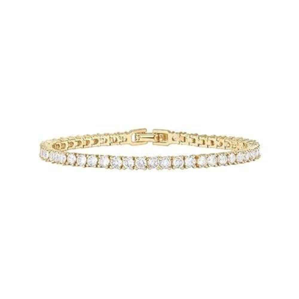 1274 18K Yellow Gold Vermeil Tennis Bracelets - 3mm Cubic Zirconia Classic
